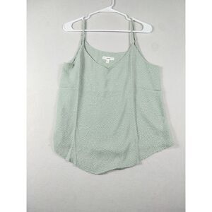 Geometric Blouse Women's Large Green White‎ Cottagecore Prairiecore Adjustable